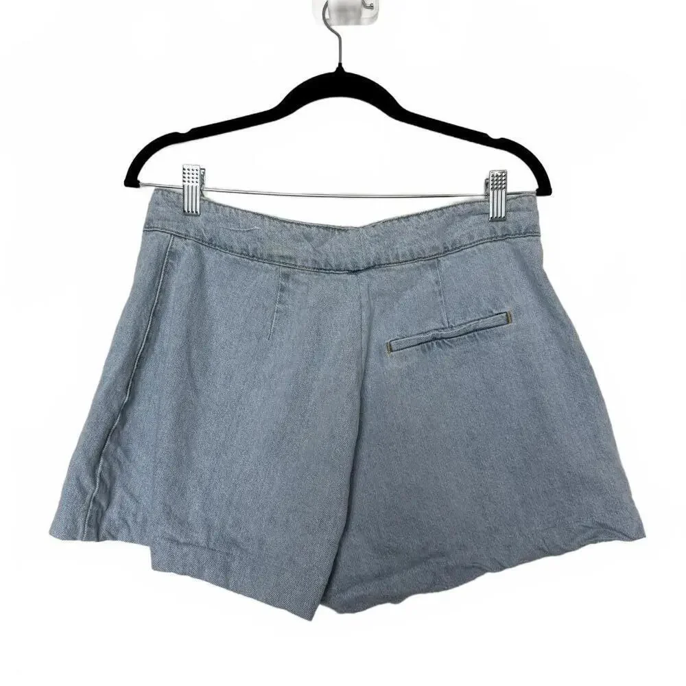 Zara Pleated Light Blue Denim  Jean Mini‎ Skort